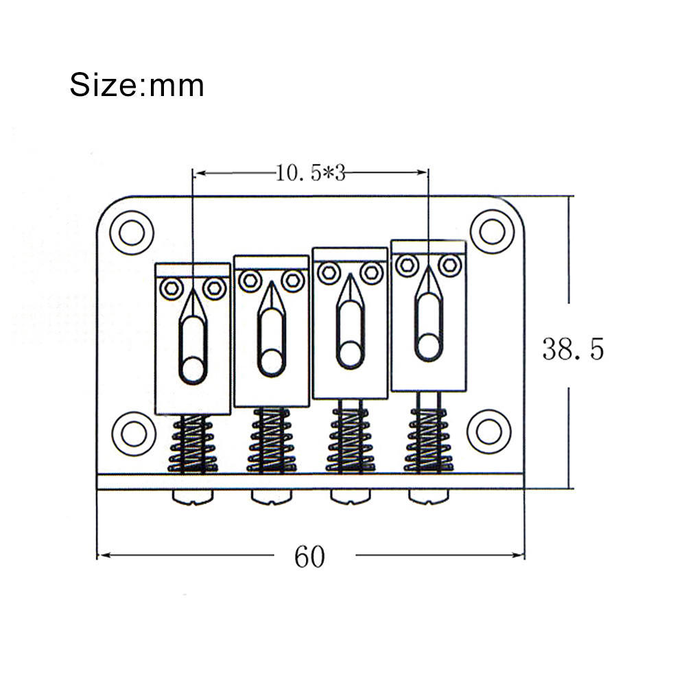 4 String Fixed Hard tail Tailpiece Bridge Set for Electric Ukelele Silver
