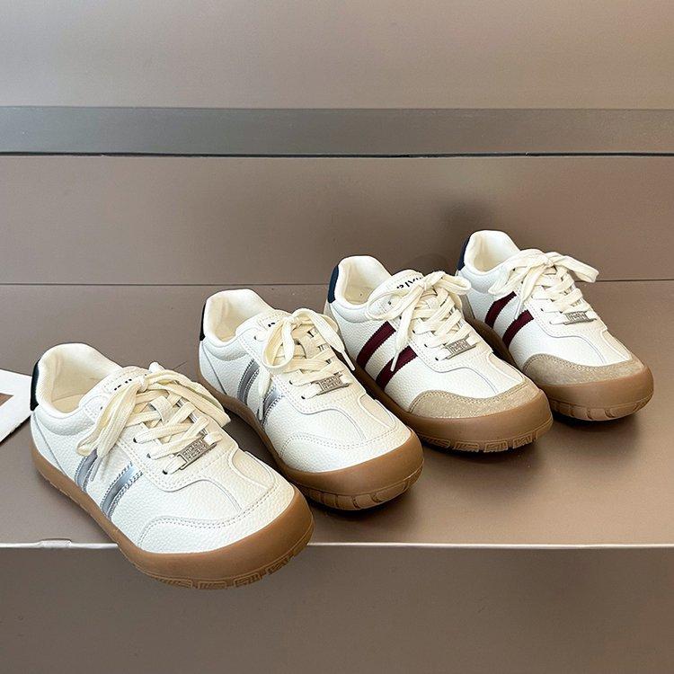 Cowhide Version~ Maillard Wind and Moral Training Shoes Women's 2025 New Spring and Autumn School Shoes Flat-bottomed Running Casual Board Shoes
