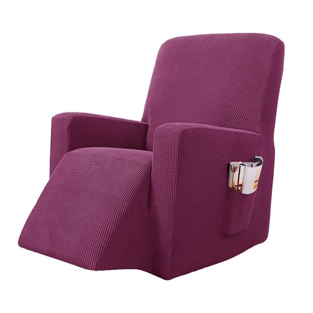 Stretchy Recliner Slipcover Updated Woven Jacquard Recliner Chair Cover With Side Pocket Anti -Slip Fitted Recliner Cover Couch Protector