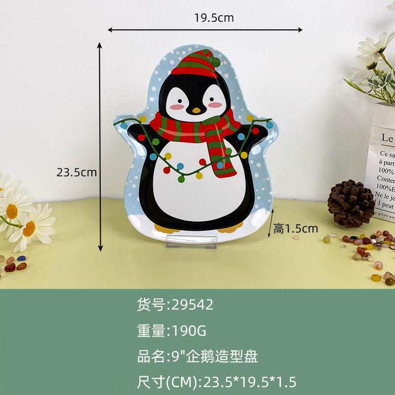 Christmas Plastic Tableware Decoration Plates Christmas Trees Pumpkin Plates Snowman Shapes
