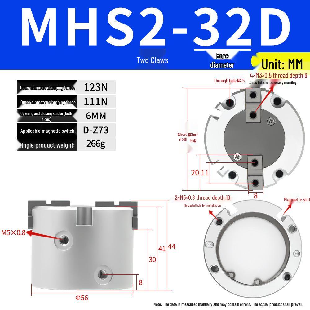 SMC Pneumatic Gripper Fingers: Two-Jaw, Three-Jaw, Four-Jaw MHS2/3/4-16D/25D/40D/50/63D