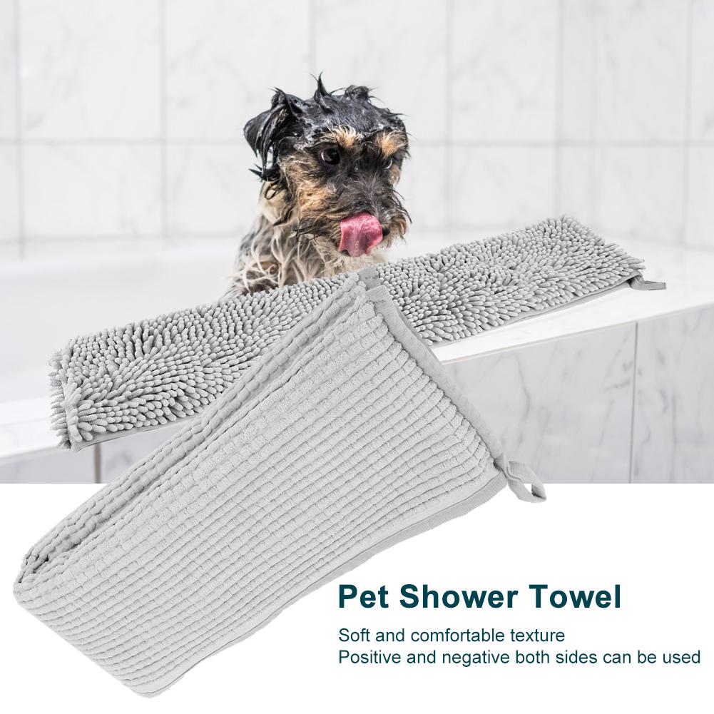 Fiber Pet Shower Strong Water Absorption Drying Hood Bath Towel Grooming Accessory for CatsL Gray