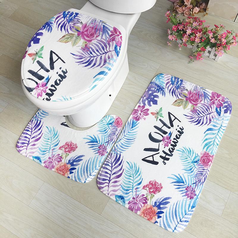 3-Piece Flannel Printed Bathroom Mat Set: Absorbent & Non-Slip