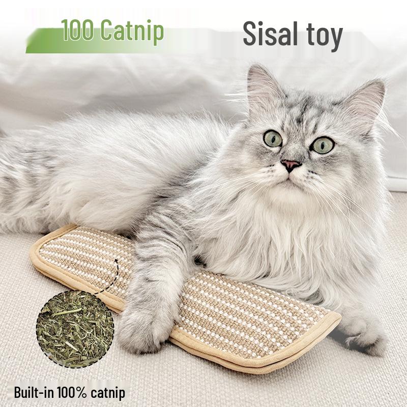 Teething-Resistant Catnip Pillow Toy - Sisal Scratch Pad & Boredom Relief