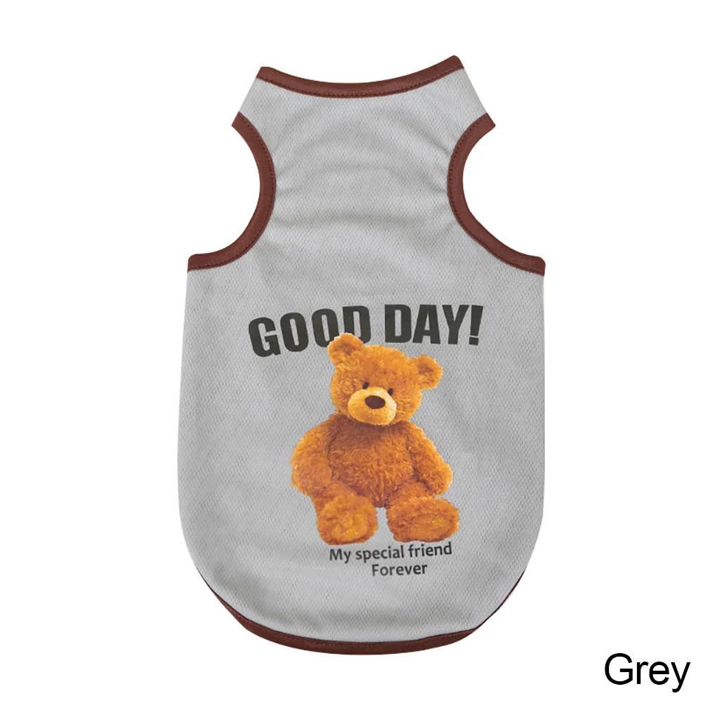 Spring Dog Vest Thin Breathable Puppy Clothes Cute Bear Printed Cat T-shirt Sleeveless Chihuahua Pullover Pet Supplies