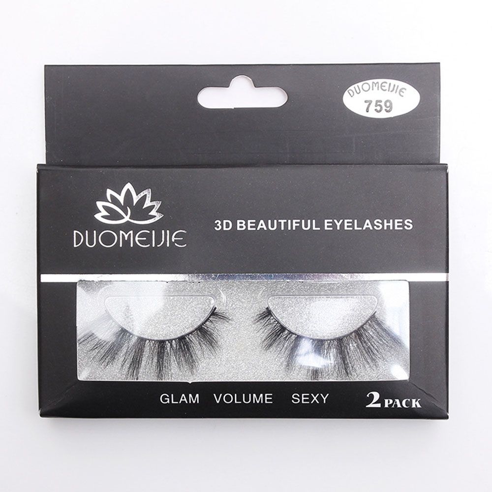 2 Pairs Black Thick Natural Extension Fake Eye Lashes Long False Eyelashes Volume