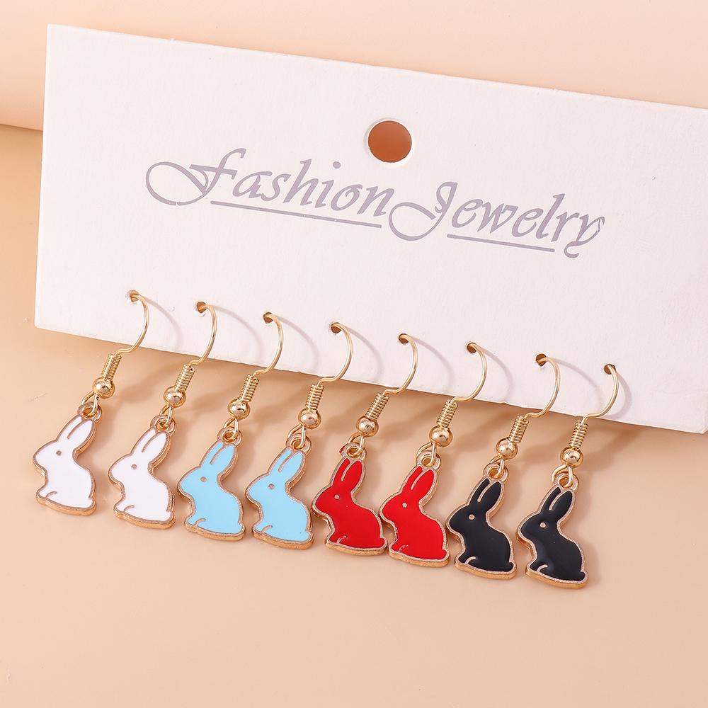 4pairs Cute Enamel Rabbit Earrings for Women Girls Dangle Earrings Kid s Jewelry Gifts