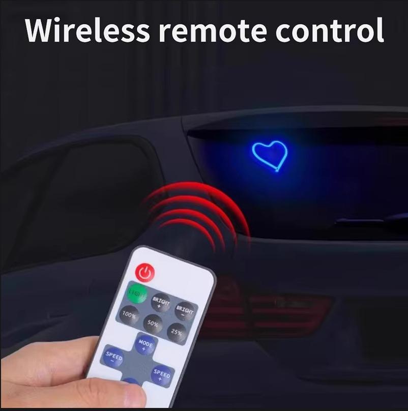 Automotive Triangle Rear Window LED Illuminated Heart-shaped Atmosphere Neon Light Remote Auto Interior Decoration USB Wiring