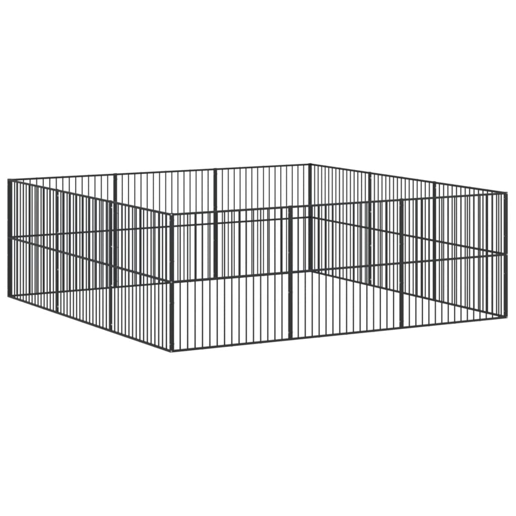 Vidaxl Dog Playpen, 12 Panels, Black, Galvanized Steel