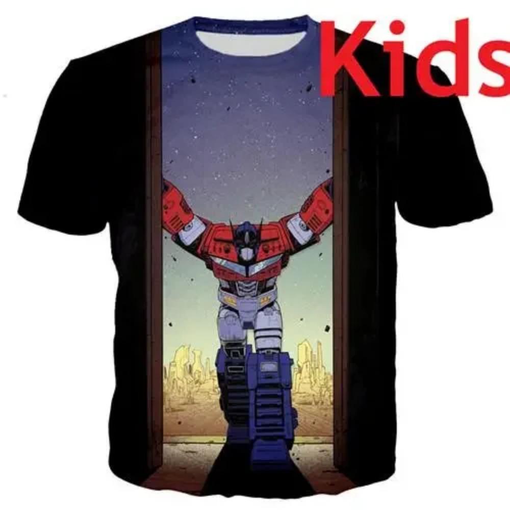 Kids Summer Transformation Robot 3d Print Boys T-shirts Kids Autobots Tees Children Summer Short Tops