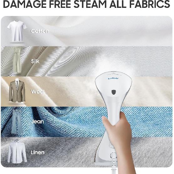 Steamer for Clothes, 20S Heat-up,1200W, 250ml,13-Vent Design for Strong Steaming, 2-in-1 Steamer & Iron, Handheld for All Fabrics, Garment Wrinkle
