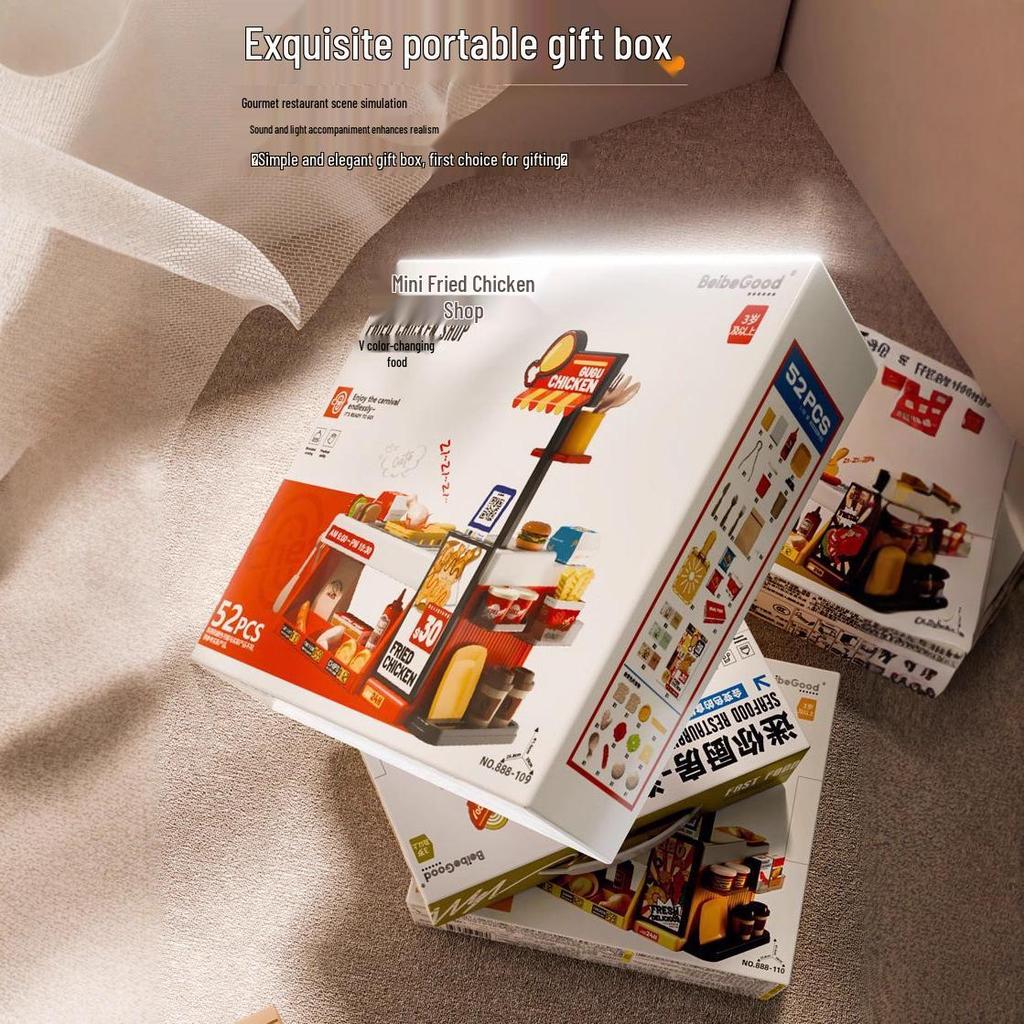 Kid's Interactive Mini Kitchen Set with Sound, Light, and Color-Changing BBQ and Seafood Grill Toys