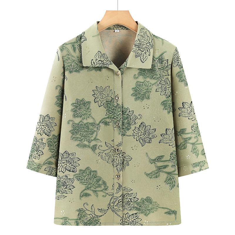 

Summer Attire for Mature Women: Mid-Sleeve Shirts & Loose Cardigans 3XL-Weight: 120-135 lbs