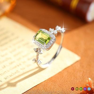 Natural Gemstone S925 Silver Ring, Twisted Arm Design, Women's Adjustable Fashion Jewelry