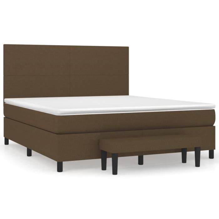 3136456 vidaXL Lit à sommier tapissier avec matelas Marron foncé 180x200 cm