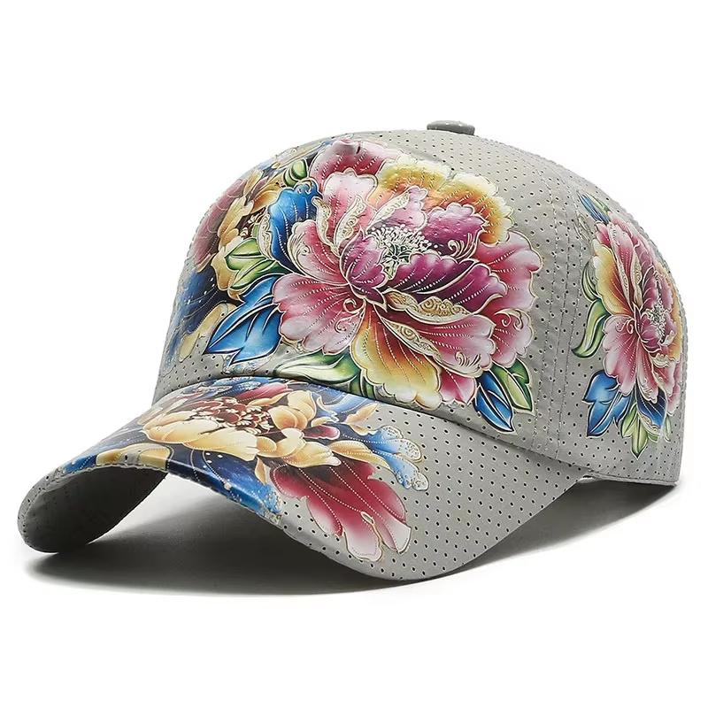 Summer quick-drying baseball cap, floral sun hats for men and women, Chinese-style printed floral sun hats, outdoor hats