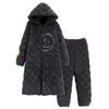2024 Men's Quilted Winter Hooded Pajama Bathrobe - Warm, Thick Coral Fleece Outerwear