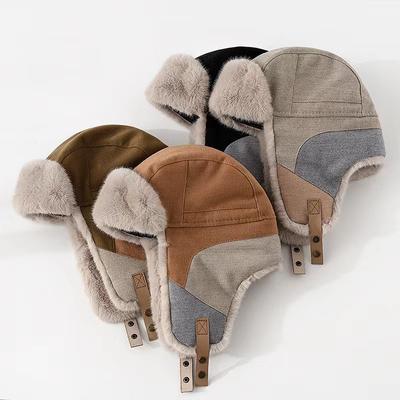 Spliced Lei Feng Hat Women's Winter Warm Ear Protection Hat Men's Cycling Windproof Cold Hat