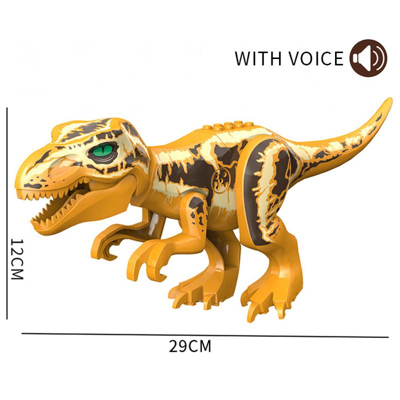 With Sound Assembled Building Blocks Dinosaur World T-Rex Velociraptor Triceratops Jurassic Animal Model Bricks Figure Toys Gift