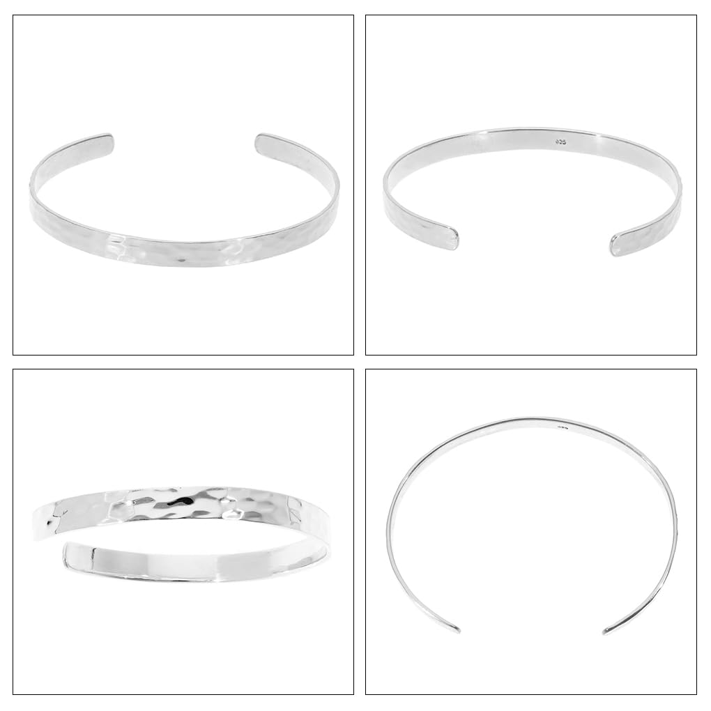 [Shinjuku Gin no Kura] Hammered Pattern Simple Silver 925 Bangle Mirrored Finish Bracelet