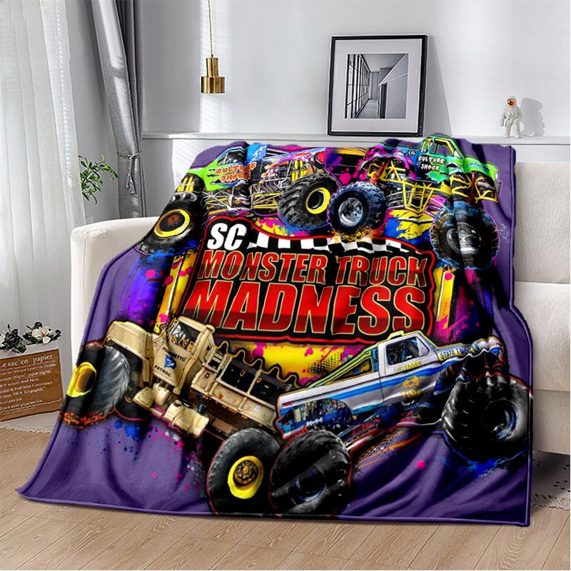 3D Monster Jam Monster Truck Cartoon Blanket,Soft Throw Blanket for Home Bedroom Bed Sofa Picnic Travel Office Cover Blanket Kid