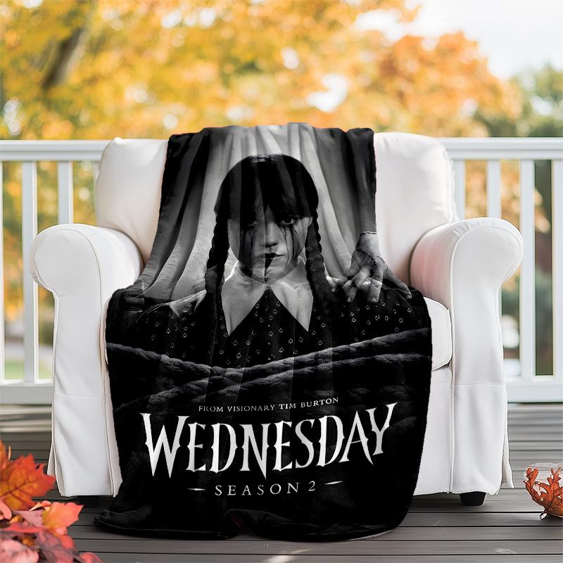 1pc Addams Family Wednesday2 Theme Blanket - Digital Print, Polyester, Cozy for All Seasons, Perfect for Outdoor, and Travel