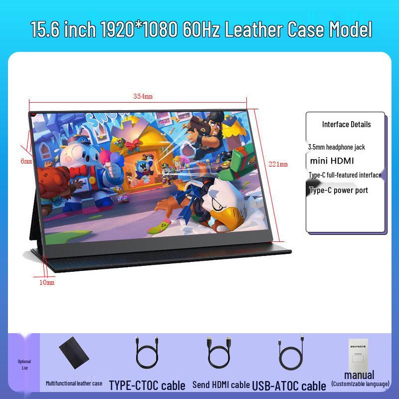 15.6" 2.5K Ultra-HD Wall-Mountable Portable Monitor for Computers & Gaming Consoles