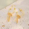 New Luxury Fashion Bowknot Earrings Retro Soft Versatile Gold Color Tassel Stud Earring Jewelry For Daily Wear By Women Gifts
