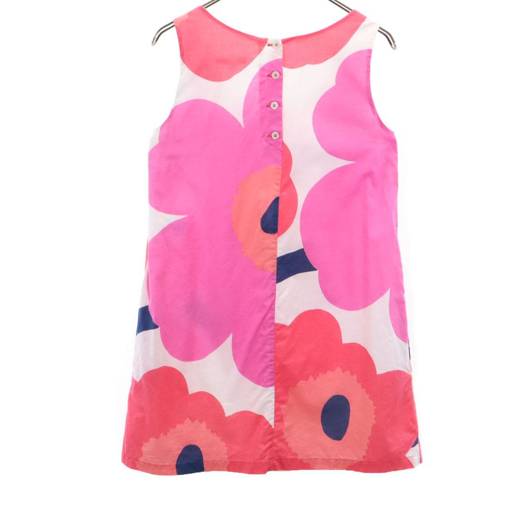 Marimekko Floral No Sleeve Mini Dress 36 Pink Women Used
