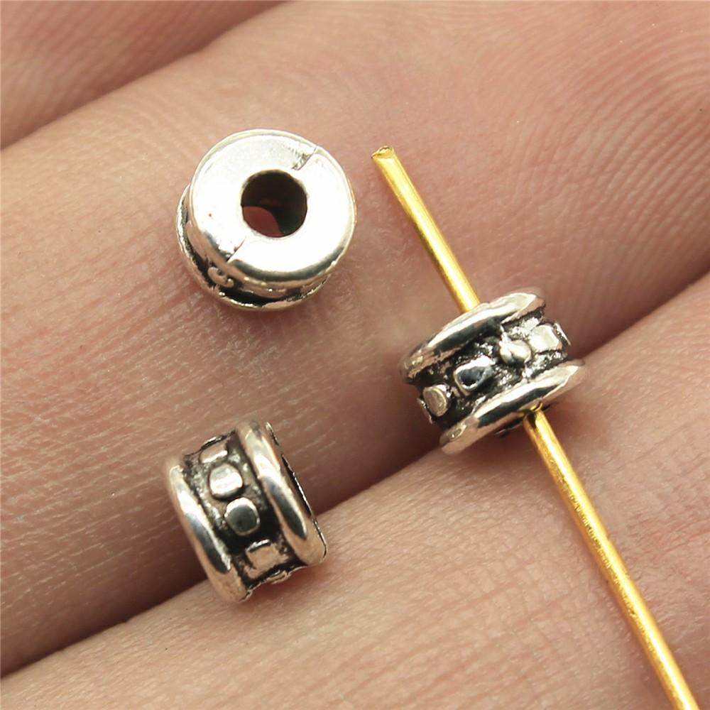 40pcs Antique Silver Color Small Spacer Beads Charm Pendants Jewelry Accessories DIY Small Spacer Beads Charms