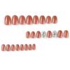 Red Rhinestone Nail Tips with Silver Glitter - Short, Round, Wearable Nail Art