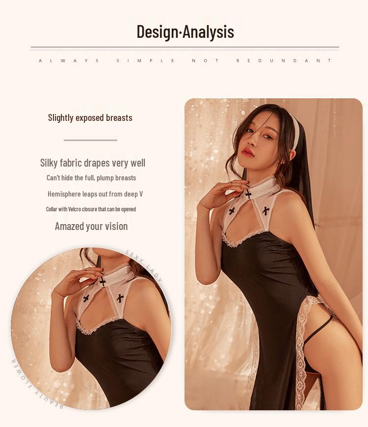 Sexy Nun Cutout Nightgown Costume for Role Play