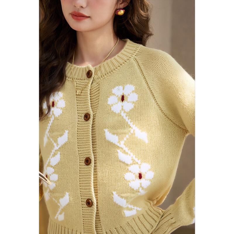 Women's Floral Jacquard Knit Cardigan