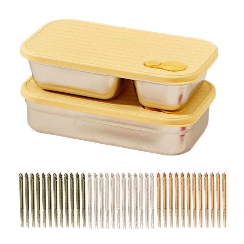 

Stackable Bentos Container for Picnics and Camping Portable 304 Stainless Steel Lunch Box Silicone Seal Lunchbox