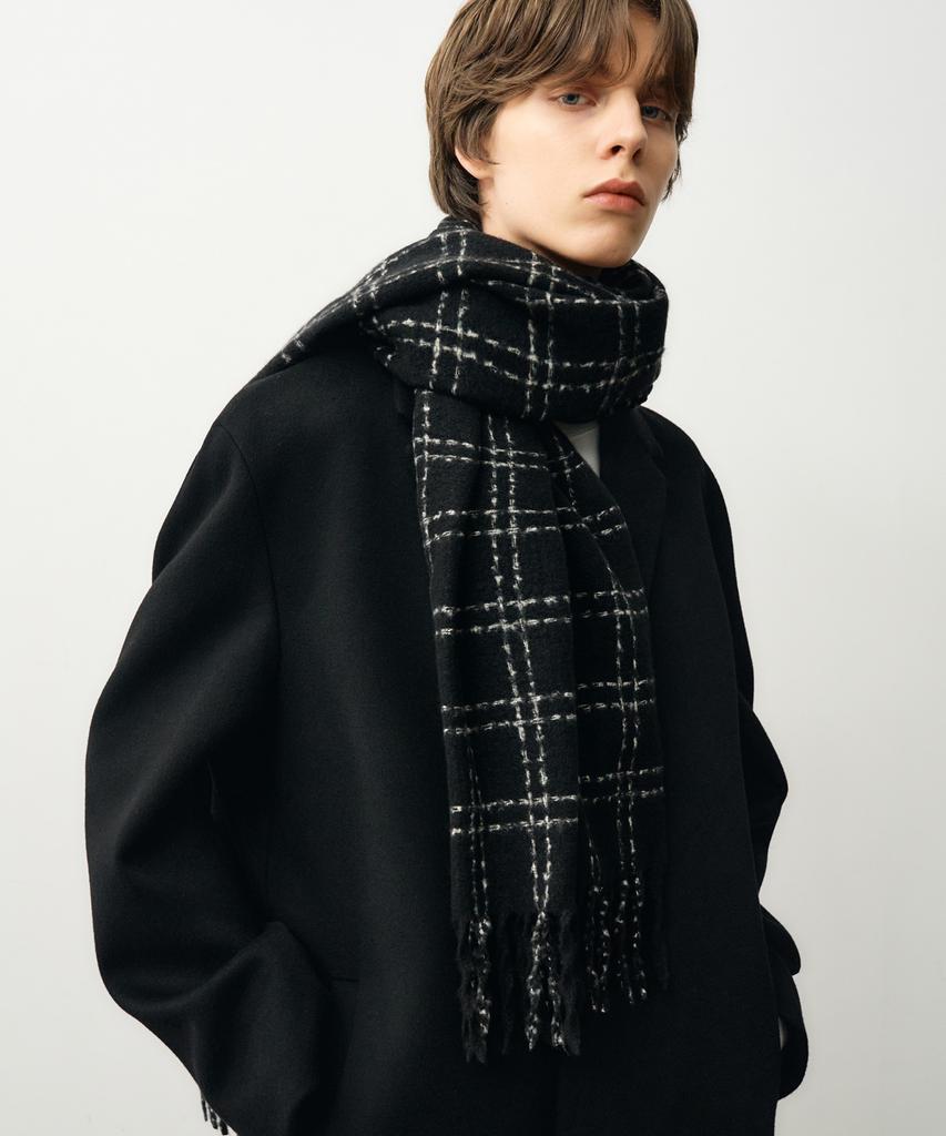 DRAW FIT Soft Square Check Scarf [4 Colors]