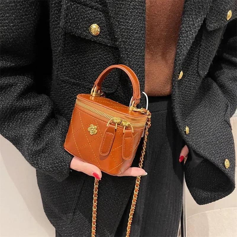 Small shoulder bag for women classic mini clutches feminine small square box crossbody chain metal bag