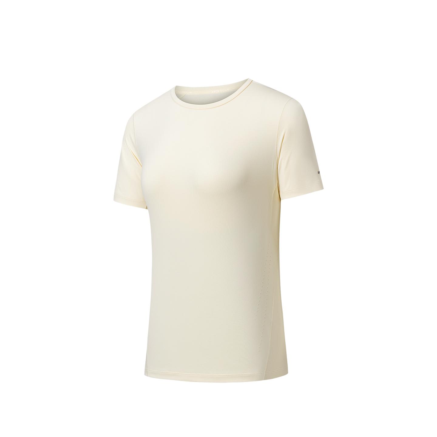 

Anta Champion Outdoor Series Hiking Short Sleeve Knitted T-Shirt Women tops Light-Beige 162620115-1 M