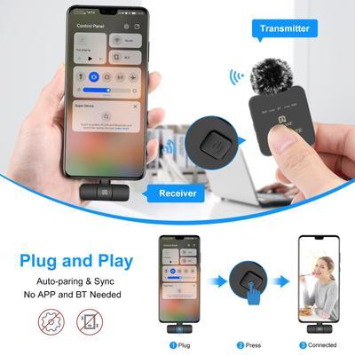 PULUZ PU646B Wireless Microphone System with 1 Receiver & 1 Transmitter 10M Transmission Range