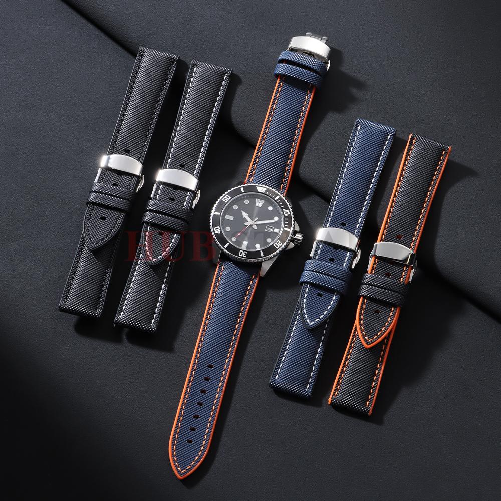20mm 22mm 24mm Segelduk Nylon Klockarmband för IWC för Omega för Seiko Affärsfjärilsspänne Vattentät Herr Dam Klockband