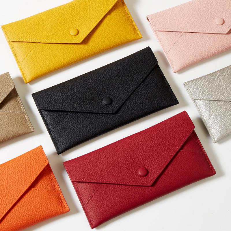 Genuine Leather Women's Thin Envelope Clutch & Phone Holder