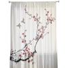 Plum Blossom Branch Bird Ink Painting Modern Tulle Curtains For Living Room Bedroom Home Kitchen Window Sheer Curtains