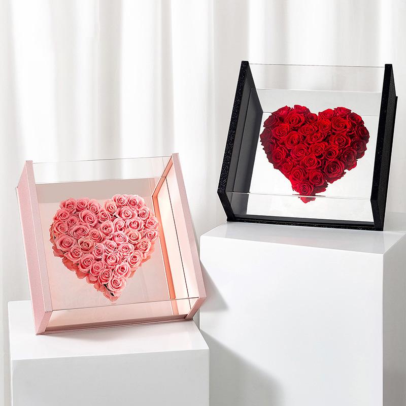 Magic Mirror Heart Flower Box: Preserved & Fresh Flower Gift Packaging