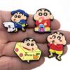 Crayon Shin-chan Funny Hole Shoe Buckles: Soft Rubber Shoe Accessories with Floral Design