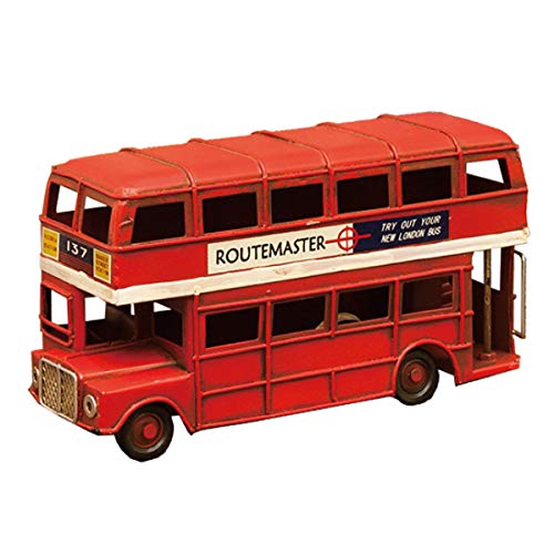 Akizuki Trading London Bus Figurine, W16.5 x D5.5 x H8.5cm, Mini Vintage Car, 0410A-7146