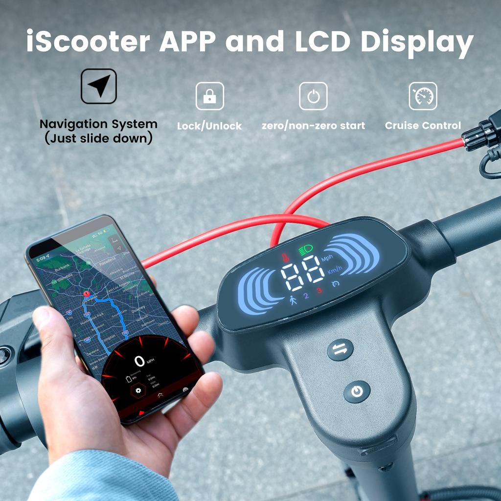 iScooter I10Pro 48V 15Ah 800W 10" Electric Scooter for Adults, 60km Range, 45km/h, E-ABS, Hub Brakes, Spring Shock Absorbers