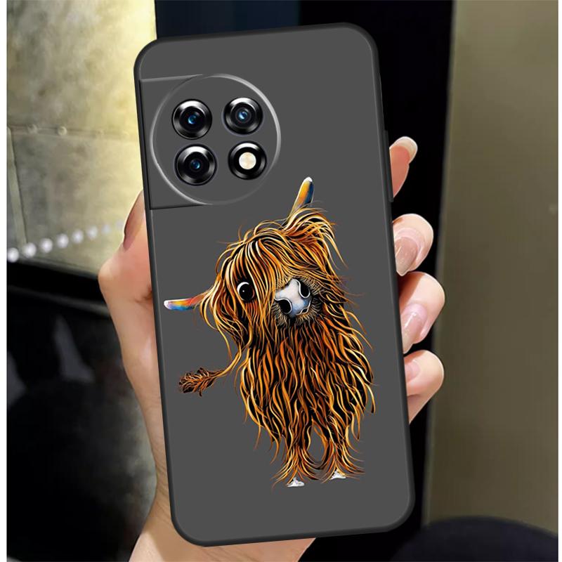 Highland Cow Scottish Art Cover For OnePlus 13 13R 12 12R 11 10 Pro 8T 10T OnePlus Nord 4 CE 3 2 Lite N30 N20 N10 Case