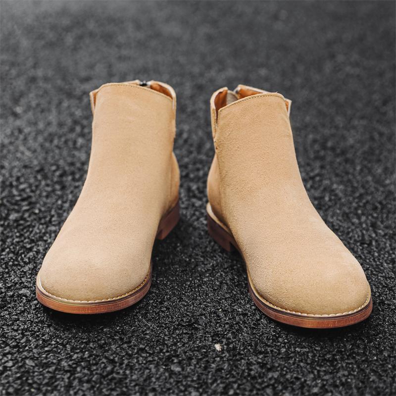 Mode Herren Echtleder Mode Stiefeletten Flache Designer Outdoor Chelsea Schuh Lässiger Kleider Business Stiefel Klassischer Wildlederstiefel