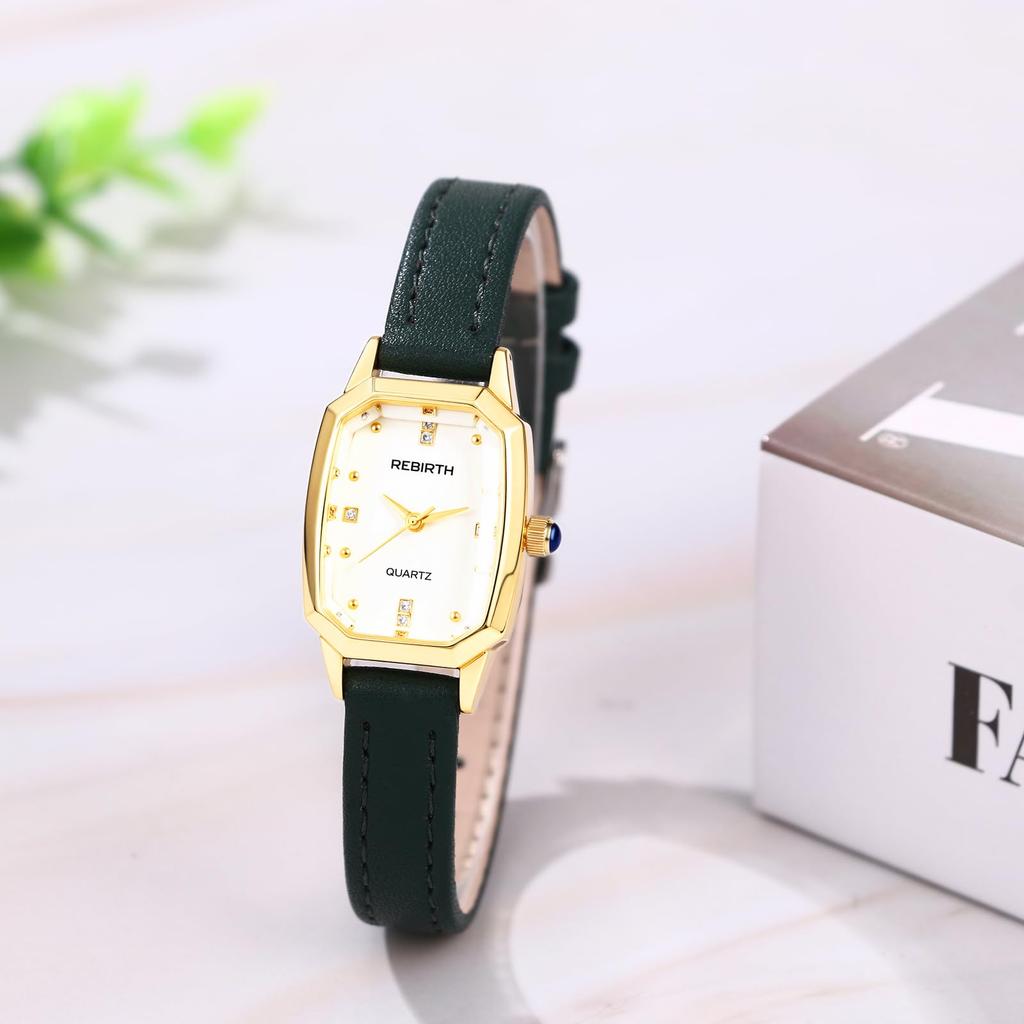 Women's Square Watch with Genuine Leather and Waterproof Design: Casual, Stylish, Sparkling Diamond Design, Popular Stainless Steel Analog Display