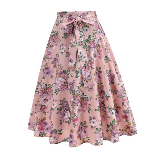 Women Skirt Fit A-Line Style High Midi Mid-calf Skirt Work Leisure