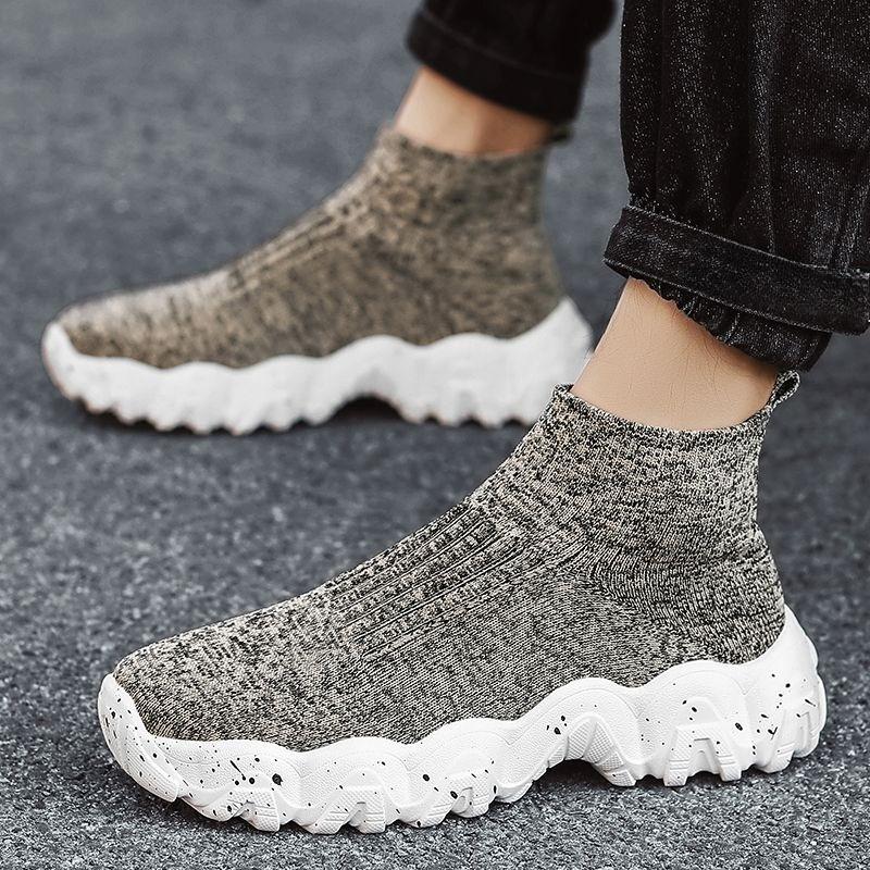 Slip-on High Top Thick Platform Mesh Upper Man Casual Sneaker Comfortable Stylish Simple Jogging Summer Sports Shoes for Men